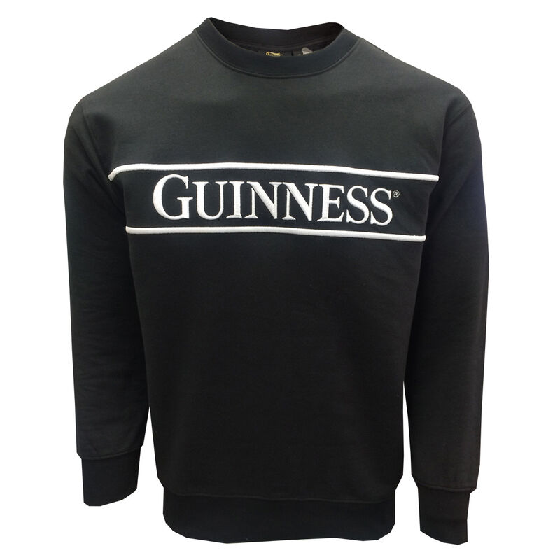 Official Guinness Sweater With 3D Embroidery Text Design, Black Colour
